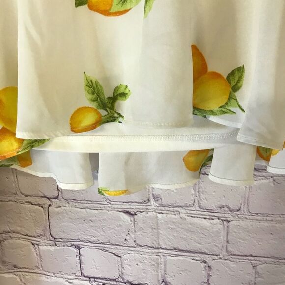 Forever 21 Lemon Ruffle Off Shoulder Crop Top Ruffled Long Sleeves Pop Art Small - Picture 7 of 10